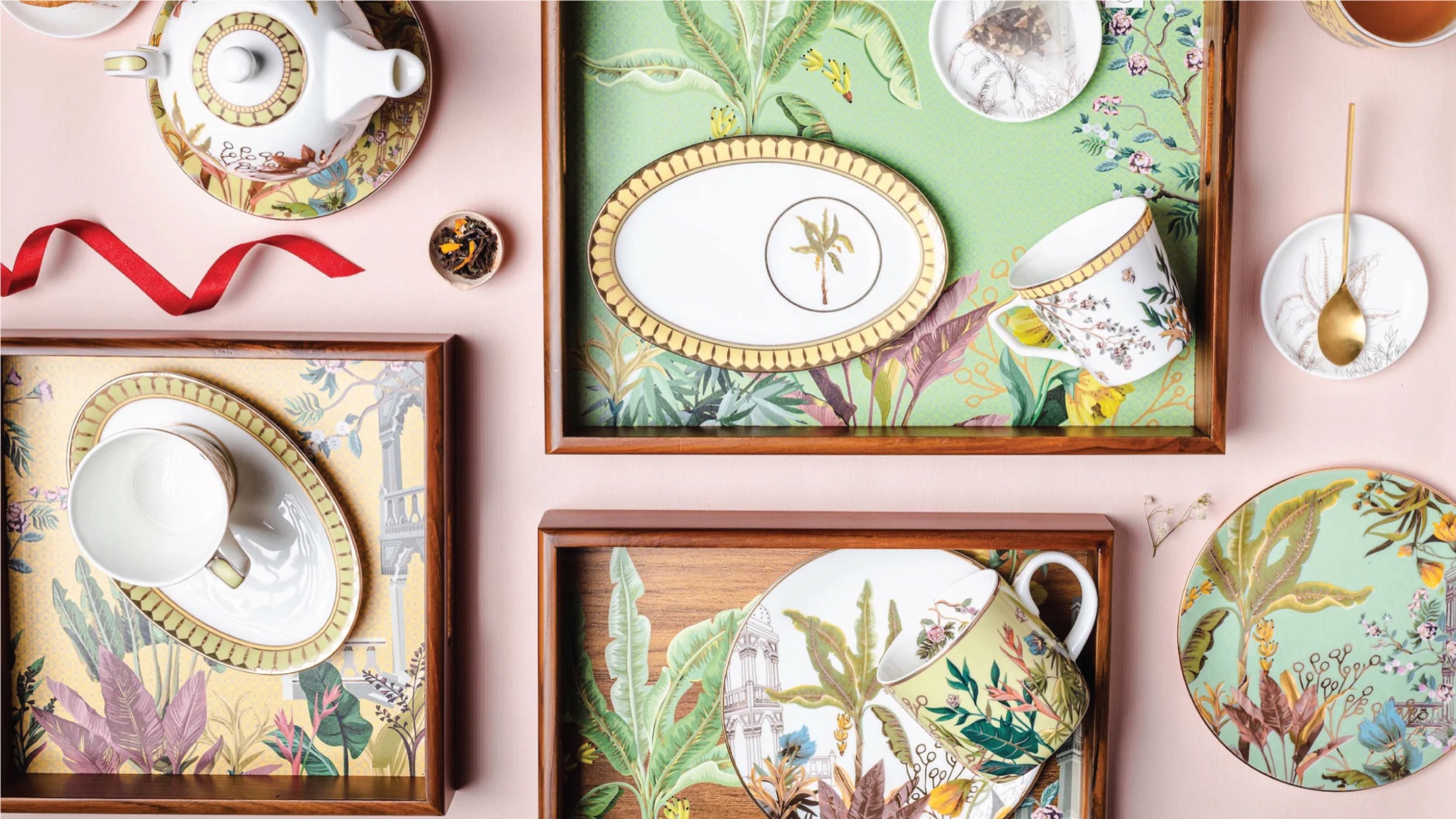 Dancing Leaf tea sets and trays